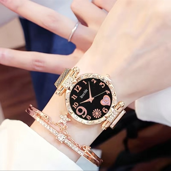 Rhinestone Quartz Watch And Rhinestone Bracelet - Picture 2 of 4